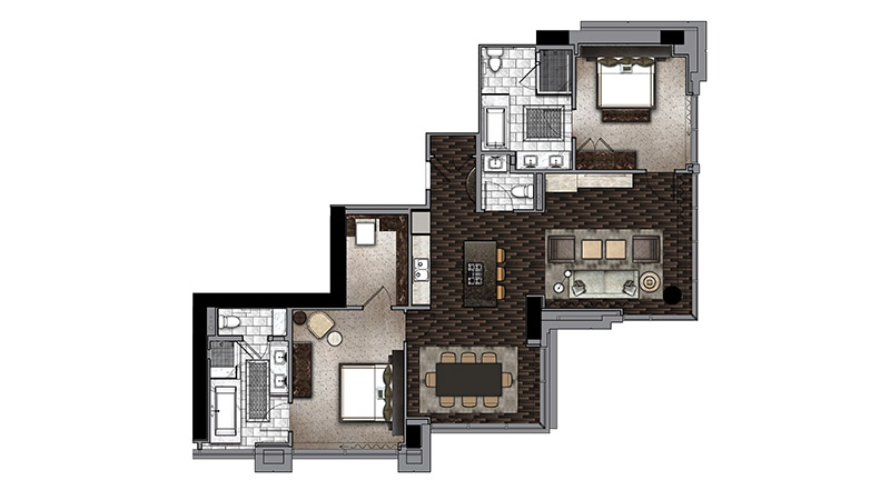 Floor Plan- one bedroom suite | Guest suite floor plan, Hotel room plan,  Suite room hotel